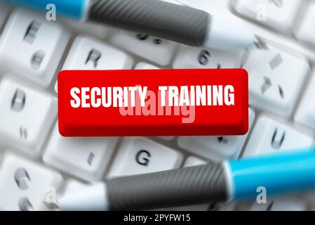 Conceptual display Security Training. Business showcase providing security awareness training for end users Stock Photo