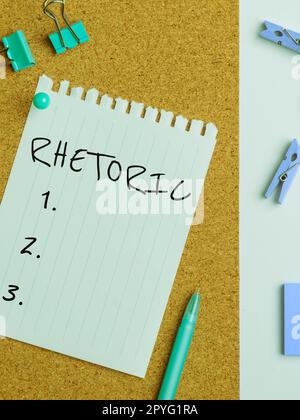 Hand writing sign Rhetoric, Conceptual photo study of writing or ...