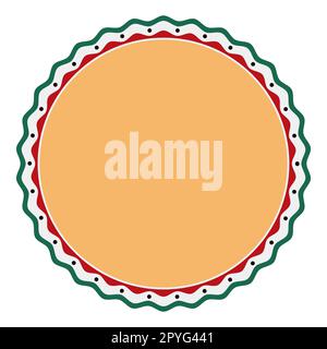 Button decorated with a wavy frame decorated with the colors of the Mexican flag in flat colors. Stock Vector