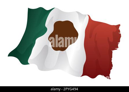 Isolated Mexican flag with wavy effect and torn edges in gradient style. Stock Vector