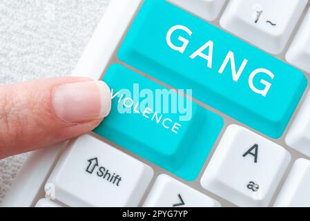 Conceptual display Gang Violence. Word Written on infringement of the laws caused by group of criminals and gangsters Stock Photo