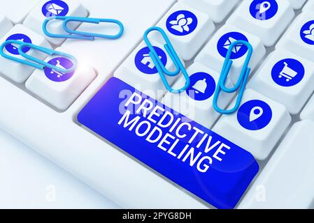 Conceptual caption Predictive Modeling. Business overview maintenance strategy driven by predictive analytics Stock Photo
