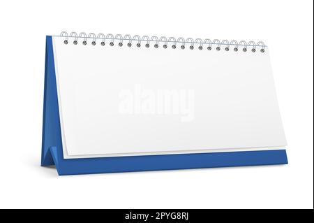 Realistic blank standing desk calendar with a spiral. Vector EPS10 illustration. Stock Photo