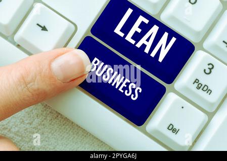 Writing displaying text Lean Business. Business concept improvement of waste minimization without sacrificing productivity Stock Photo