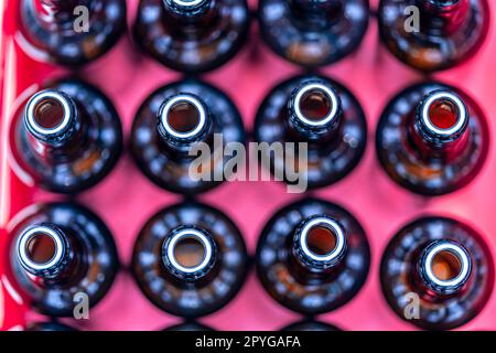 empty glass drink bottles in stock Stock Photo