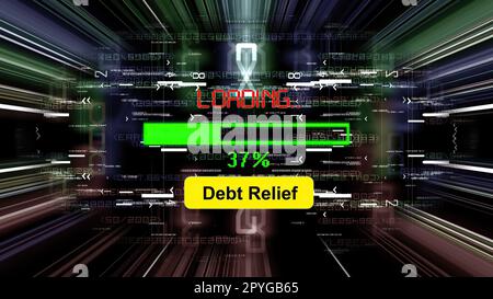 Debt reliaf loading progress bar on the screen Stock Photo