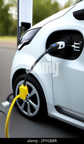 EV charging station for electric car in concept of green energy and eco power Stock Photo