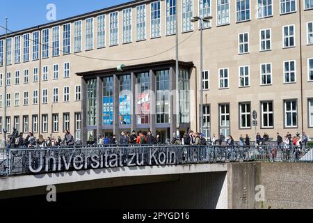Cologne, Germany, April 25 2023: students in front of the main entrance of cologne university Stock Photo