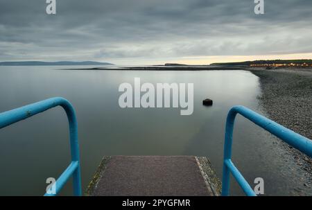 View on wild atlantic way from top of Blacrock diving tower on Salthill beach in Galway, Ireland Stock Photo
