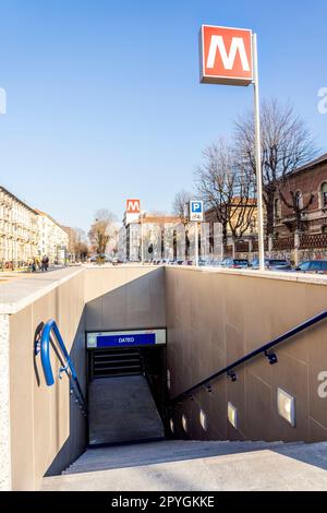 External view of 'Dateo' station, subway stop of the new Metro Line 4, Milano, Lombardy region, Italy Stock Photo