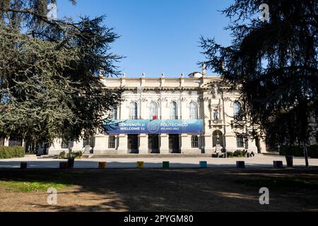 Façade of Polytechnic University of Milan, main campus called 'Milan Leonardo', in the district now known as 'Città studi', Milano, Italy Stock Photo