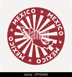 Mexico stamp. Travel red rubber stamp with the map of country, vector illustration. Can be used as insignia, logotype, label, sticker or badge of the Stock Vector