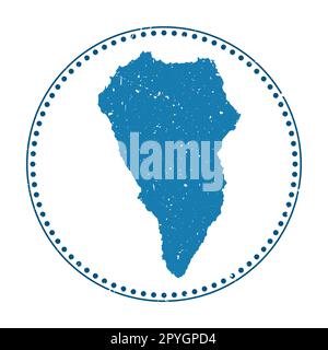 La Palma sticker. Travel rubber stamp with map of island, vector illustration. Can be used as insignia, logotype, label, sticker or badge of the La Pa Stock Vector