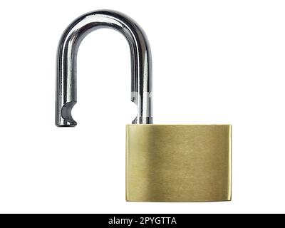 Locked and unlocked Padlock. isolated on white background Stock Photo