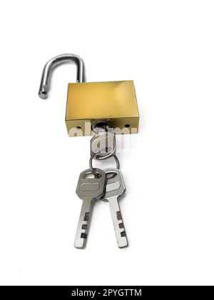 Metal padlock isolated on white background Stock Photo
