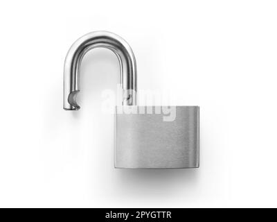 Locked and unlocked Padlock. isolated on white background Stock Photo