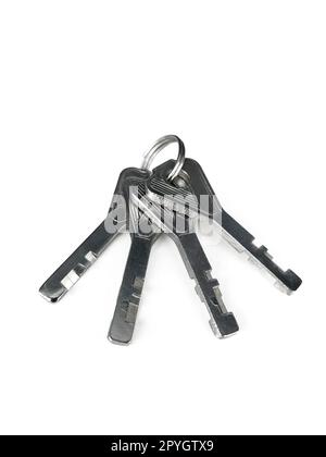 Silver key isolated on white background Stock Photo