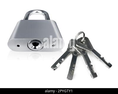 Metal padlock isolated on white background Stock Photo
