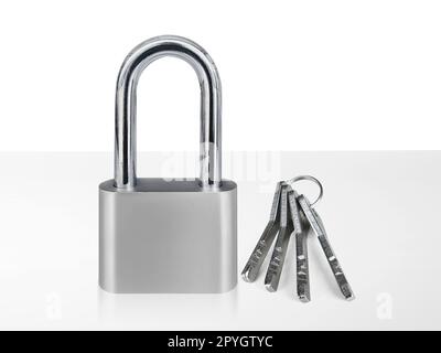 Lock padlock on white table Stock Photo
