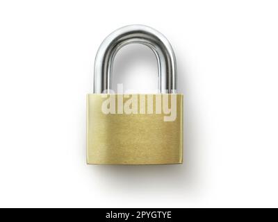 Locked Golden Padlock on the white background Stock Photo