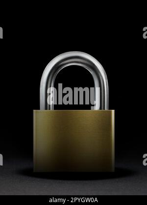 Metal padlock on black background Stock Photo
