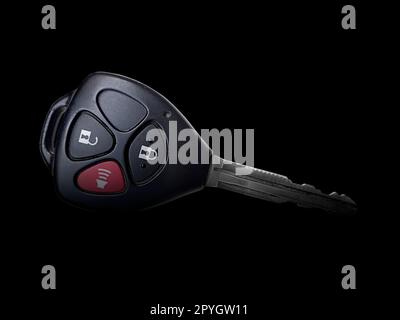 Remote car key isolated on black background Stock Photo