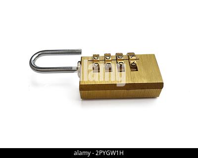padlock with combination lock,in locked position,Isolated on white background Stock Photo