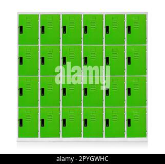 close up on green lockers in gym. isolated on white background Stock Photo