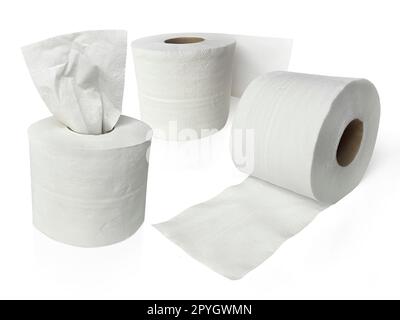 toilet paper, tissue paper roll isolated on white background Stock Photo