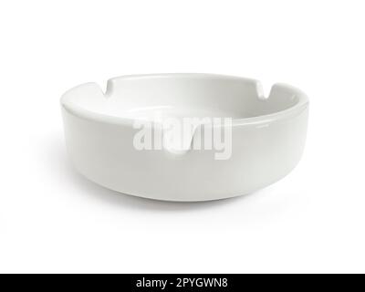 White ceramic ashtray on white background Stock Photo