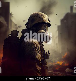 Special soldier in battlefield. Stock Photo