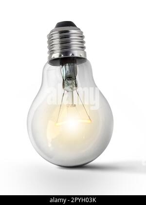 lighted bulb isolated on white background Stock Photo