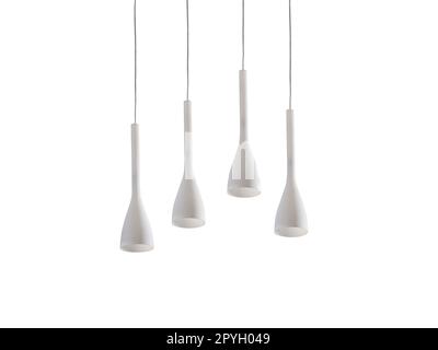 White decorative lamp hanging from the ceiling.modern lamp isolated on white background Stock Photo