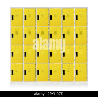 close up on Yellow lockers in gym. isolated on white background Stock Photo