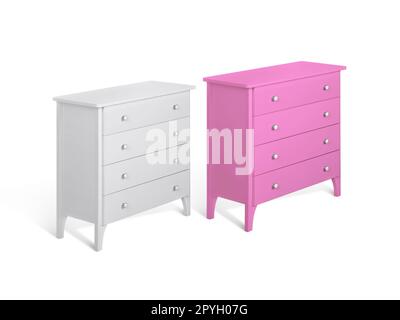 Modern wooden chest of drawers on white background Stock Photo