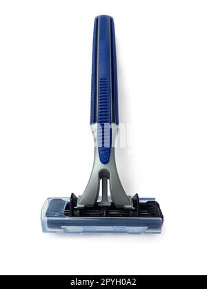 Blue men razor,isolated on white background Stock Photo