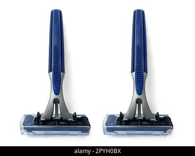 Blue men razor,isolated on white background Stock Photo