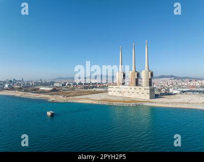 Thermal power plant in Sant Adria Stock Photo