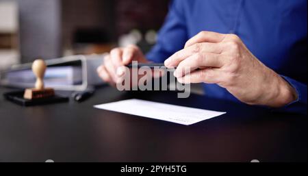 Remote Check Deposit Taking Photo Stock Photo