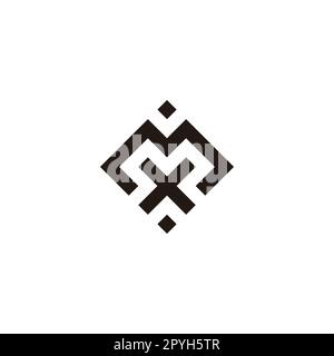 Letter M and X square, dot geometric symbol simple logo vector Stock Vector