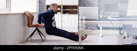 Triceps Dip Office Desk Chair Workout Stock Photo