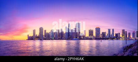 the skyline of miami during sunset, florida Stock Photo