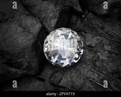 diamond on black coal background Stock Photo