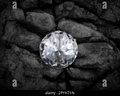 diamond on black coal background Stock Photo