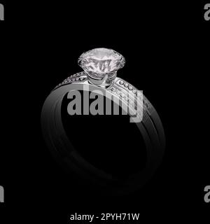 Diamond ring on black background Stock Photo