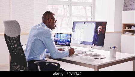 Online Virtual Video Conference Training Stock Photo