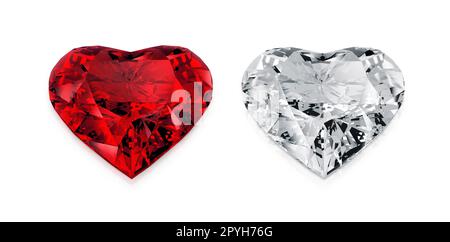 Heart shaped diamond, isolated on white background. 3D render Stock Photo