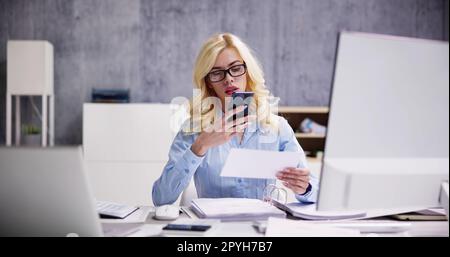 Remote Check Deposit Taking Photo Stock Photo