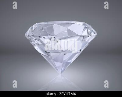 Shiny brilliant diamond placed on gray background Stock Photo