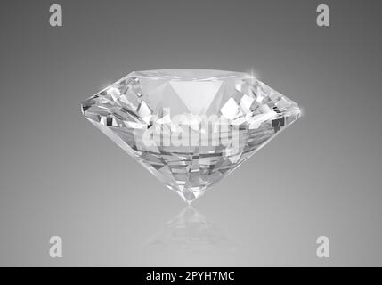 Shiny brilliant diamond placed on gray background Stock Photo